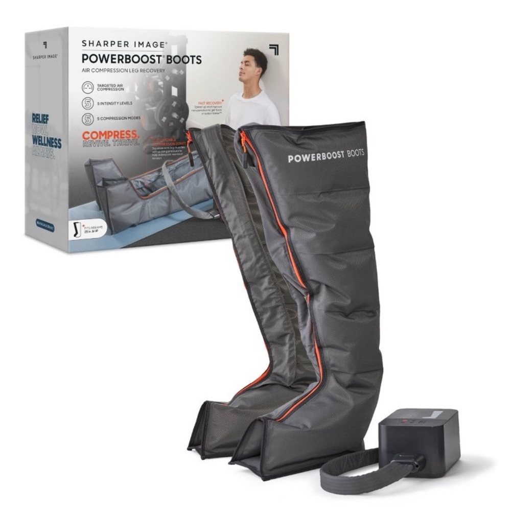 NIB Sharper Image Powerboots 2 Pieces Electric Leg massager, Air Compression